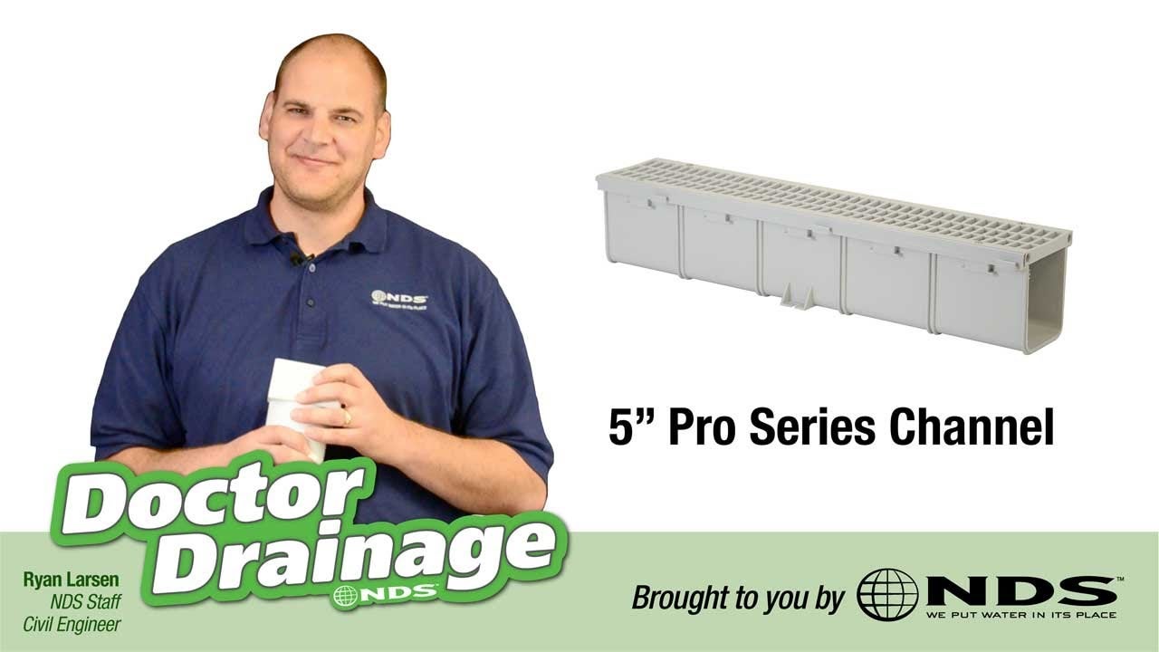 Channel drains are like rain gutters: they help drain stormwater and re-direct it away from your house and landscape. In this video, Dr. Drainage gives an overview of the NDS Pro-Series channel. This channel is lightweight, easy to install and and can accommodate a moderate to heavy rainfall.