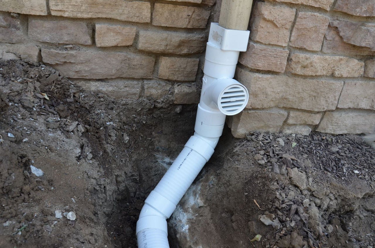 Smooth wall PVC drainage pipe in downspout drainage application