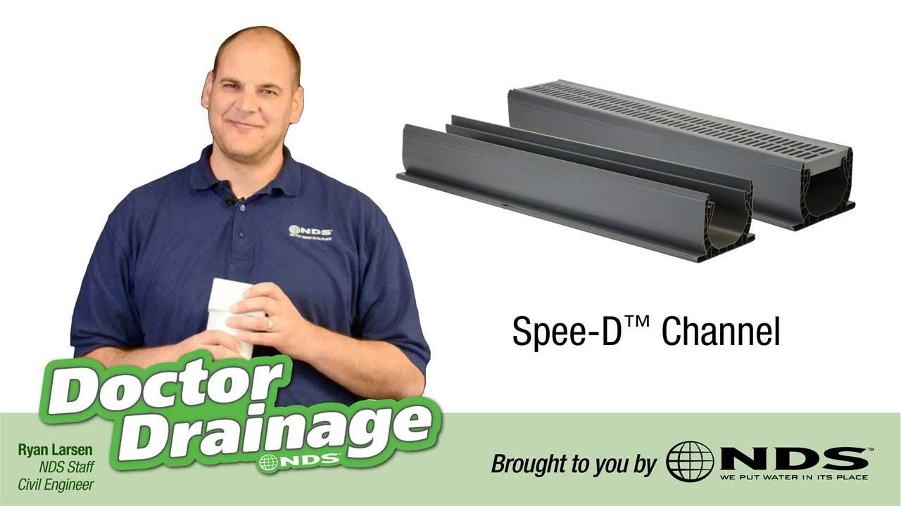 Dr. Drainage gives an overview of the NDS SpeeD Channel drain in this video. It's lightweight, easy to install and is wide enough to drain a moderate rainfall from all of your outdoor areas, including you driveway, patio and pool deck.