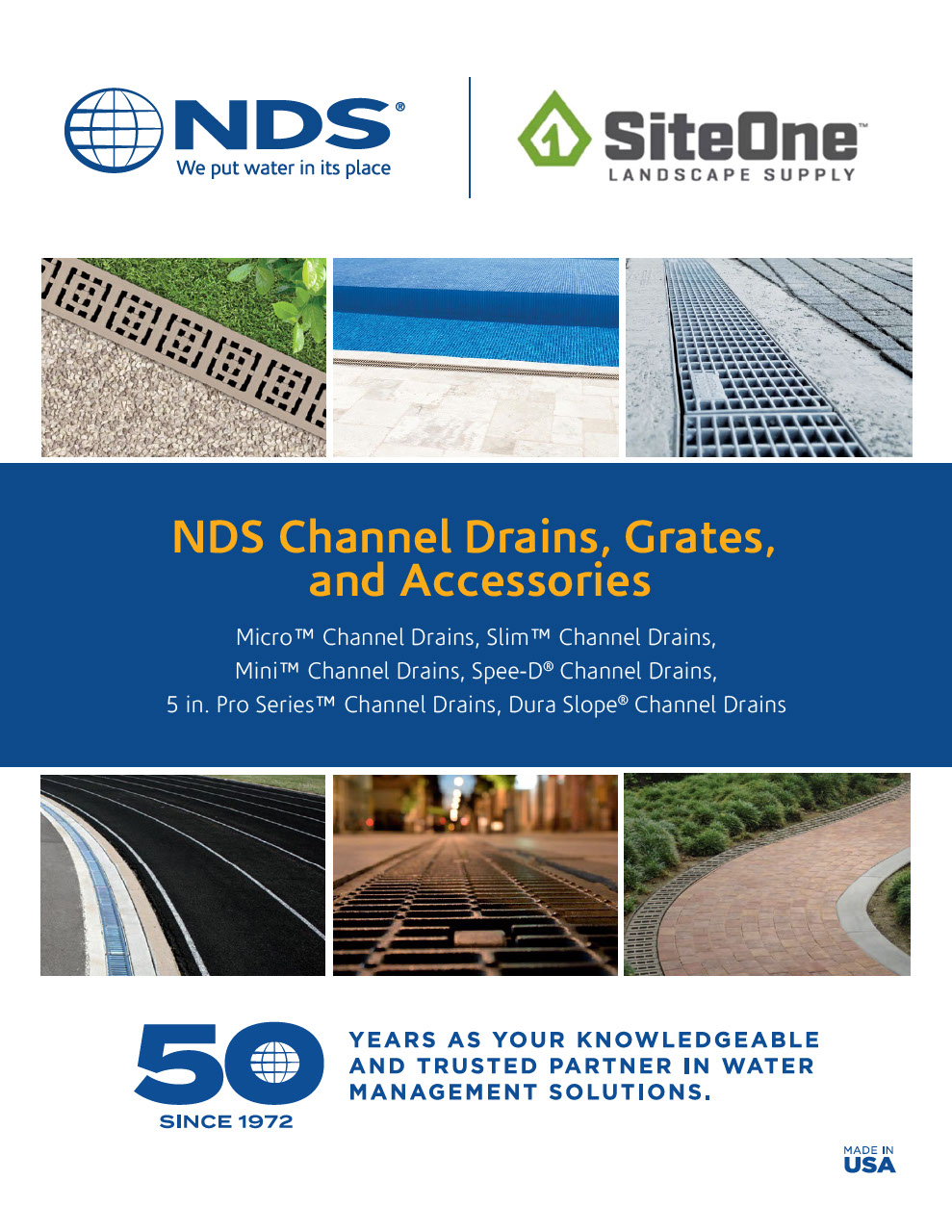 NDS & Site One - Channel Drains, Grates, & Accessories for Hardscape Drainage