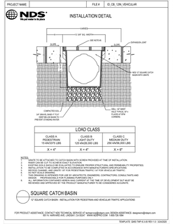 NDS 12 in. Catch Basin Pedestrian and Vehicular Traffic Installation Detail