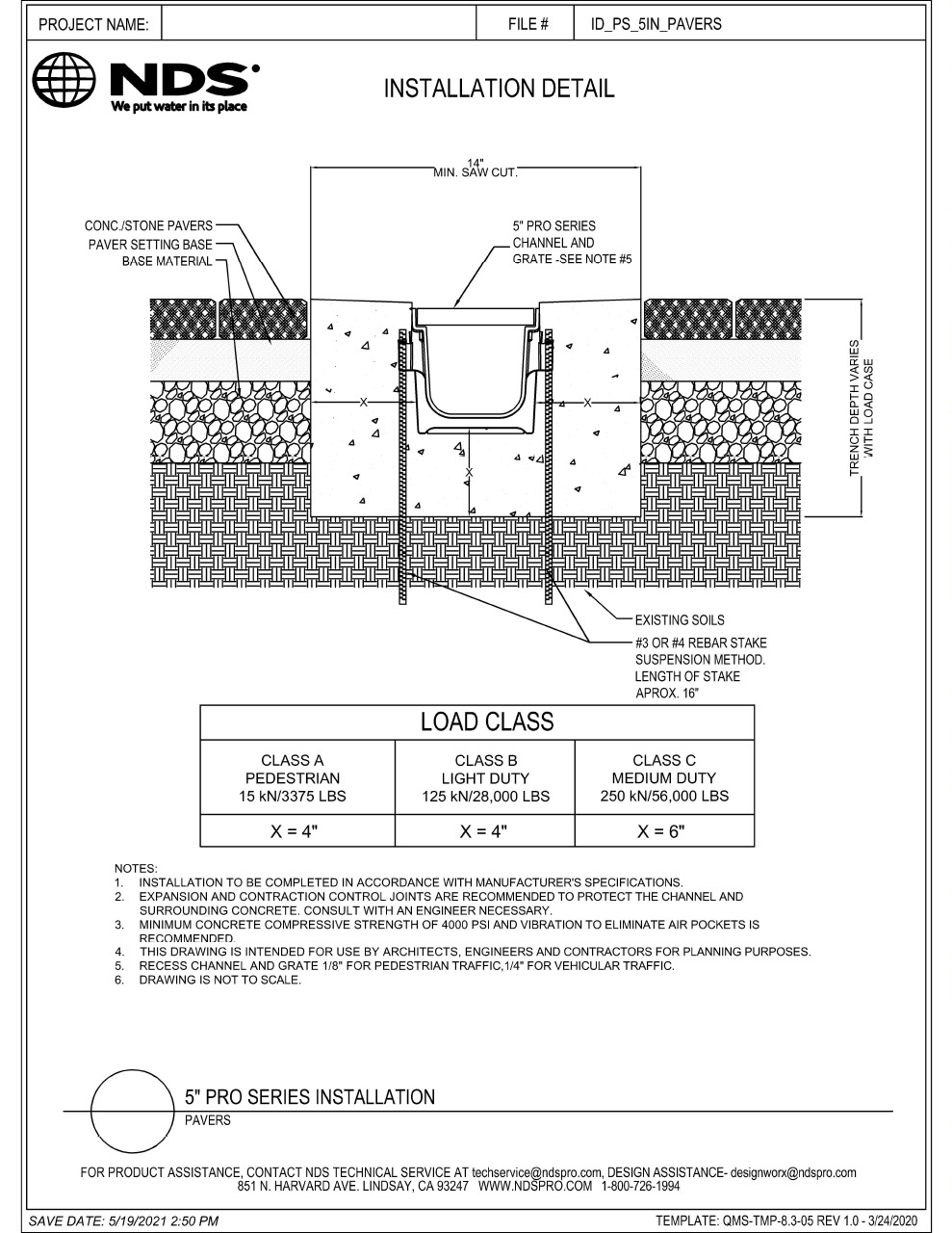 NDS 5 in. Pro Series Channel Drains & Grates Pavers Installation Details