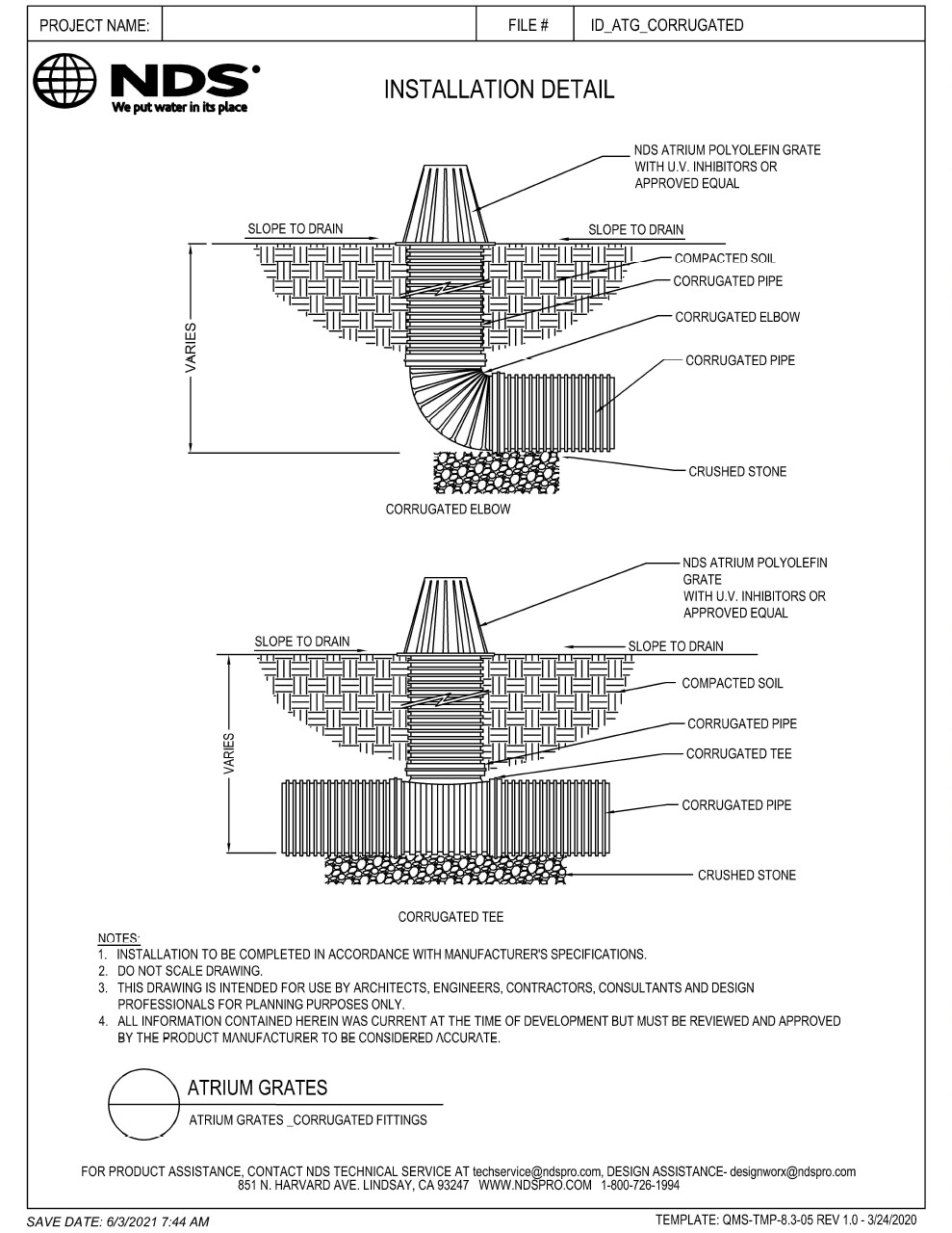 NDS Corrugated Drainage Fittings Installation Detail