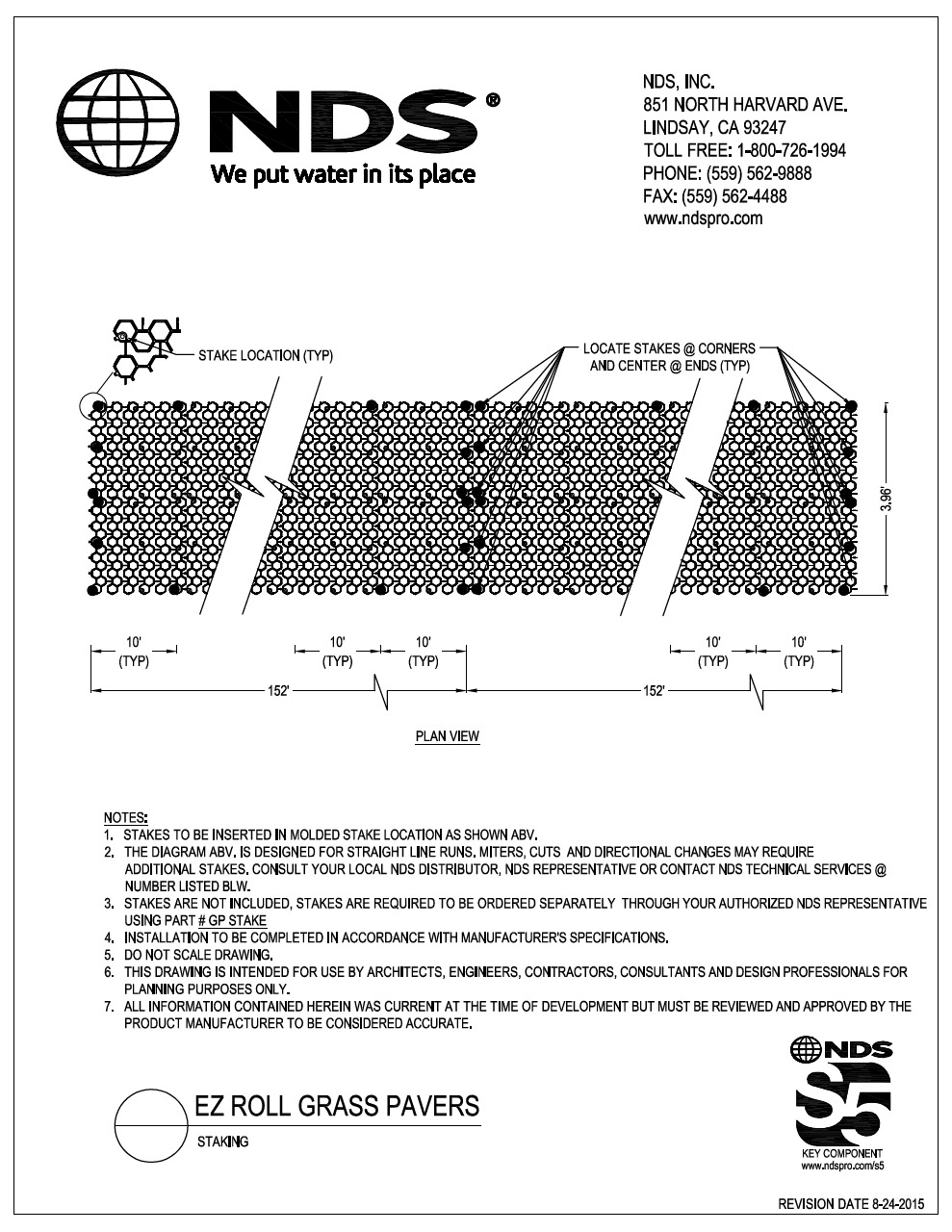 NDS EZ Roll™ Grass Pavers Staking Installation Detail