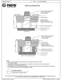 NDS Sanitary Drainage Fittings Installation Detail