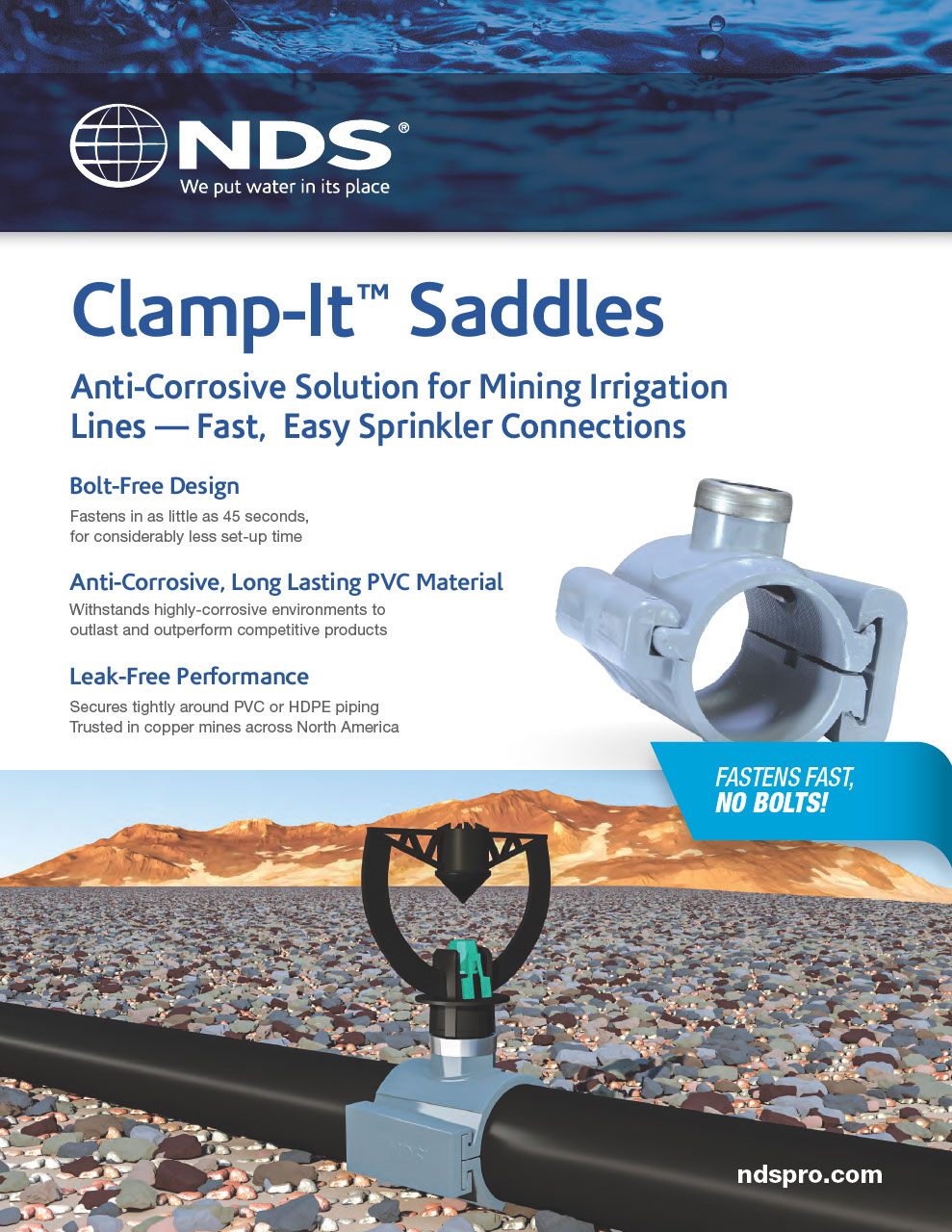 NDS Clamp-It Saddles Anti-Corrosive Solution for Mining Irrigation Lines