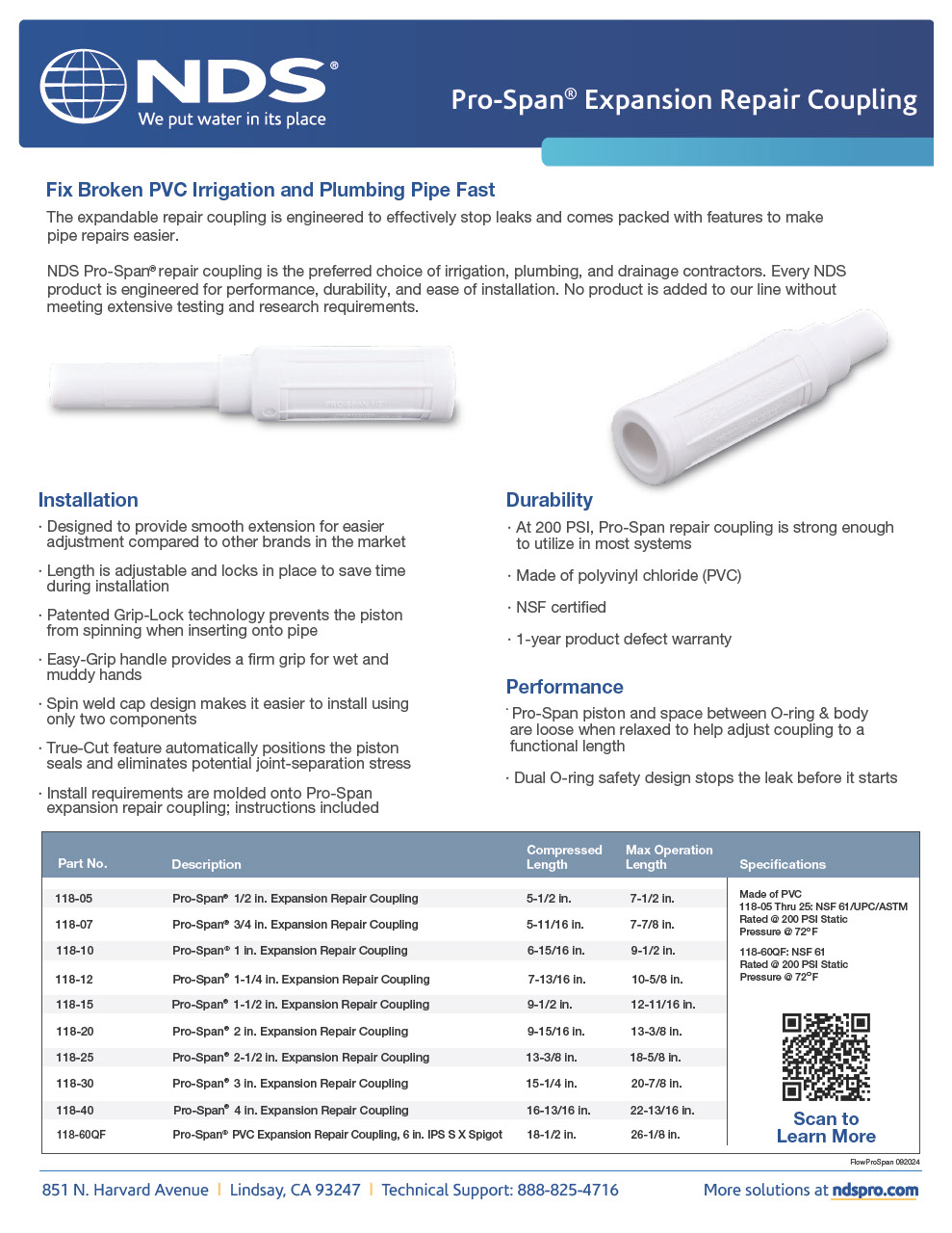 NDS Pro-Span® PVC Expansion Repair Coupling