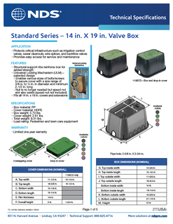 NDS 14 in. X 19 in. Rectangular Standard Series Valve Boxes & Covers Tech Spec