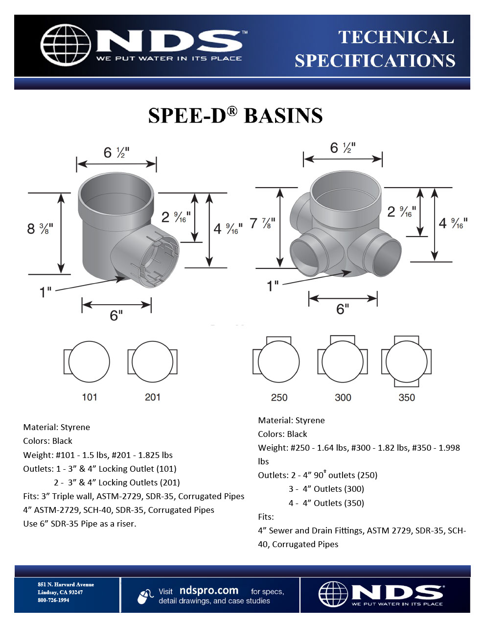 NDS 6 in. Round Spee-D® Catch Basins & Grates Tech Spec