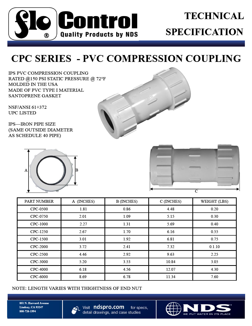 NDS IPS Compression Coupling Tech Spec