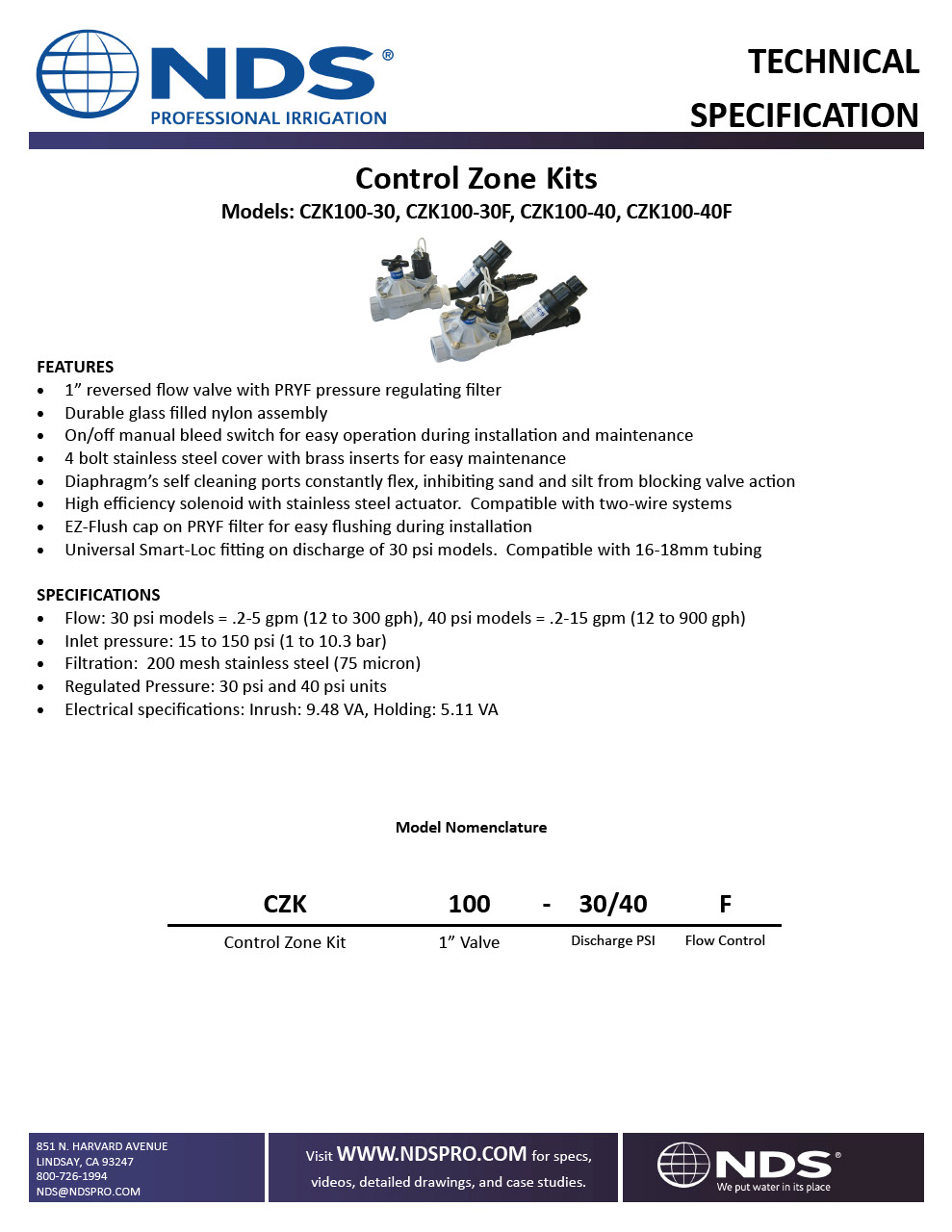 NDS Control Zone Kits Tech Spec