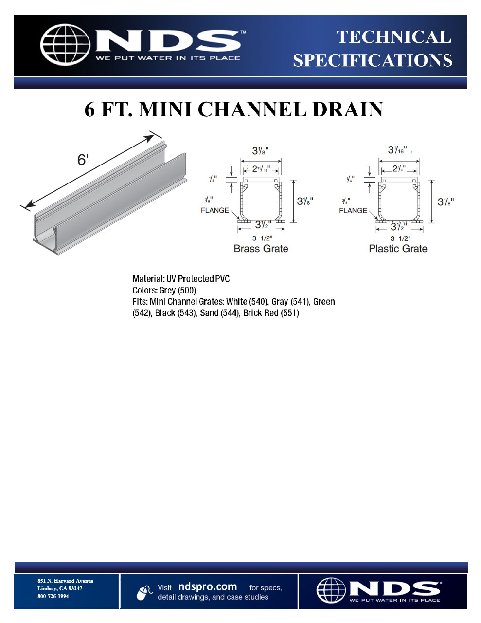 NDS Mini Channel Drain Tech Spec