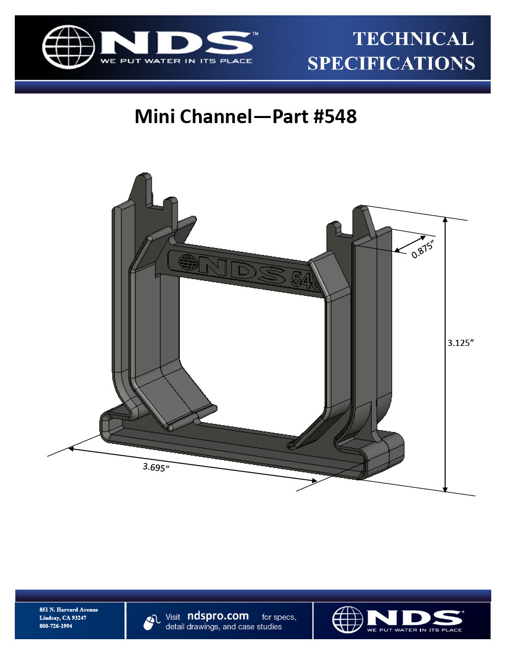 Mini ChannelTM Drain Coupling Tech Spec