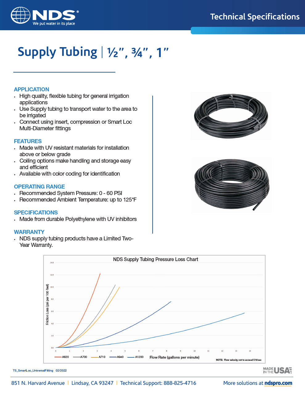 NDS Professionl Irrigation Tubing Tech Spec