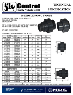 NDS Schedule 80 Union Threaded & Slip Tech Spec